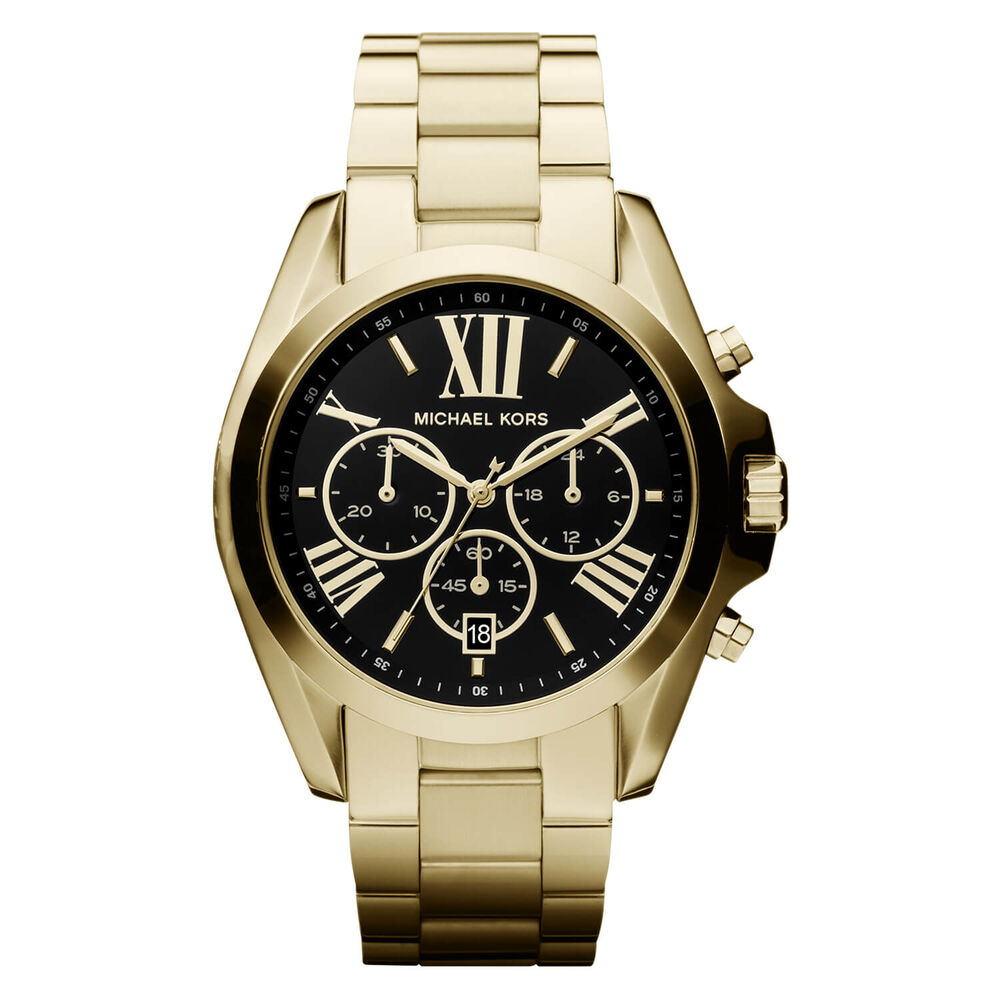 Michael Kors Bradshaw 43mm Black Dial Steel & Gold Case Bracelet Watch