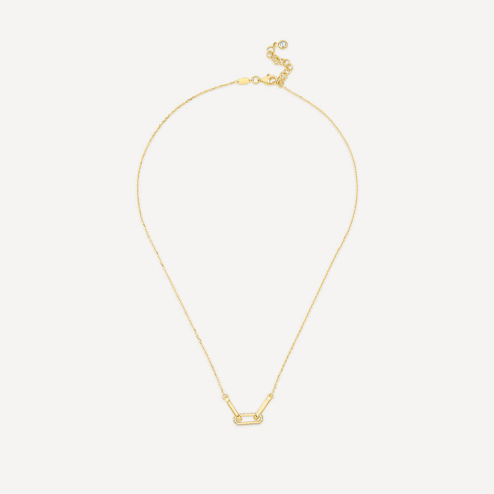 9ct Yellow Gold Cubic Zirconia Set Centre 3 Link Necklet image number 2