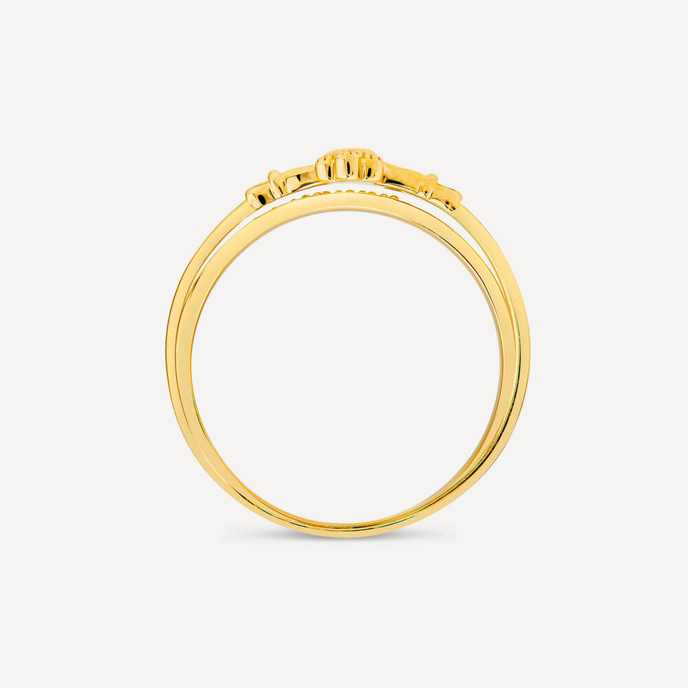 9ct Yellow Gold Cubic Zirconia X Over Claddagh Ring image number 3