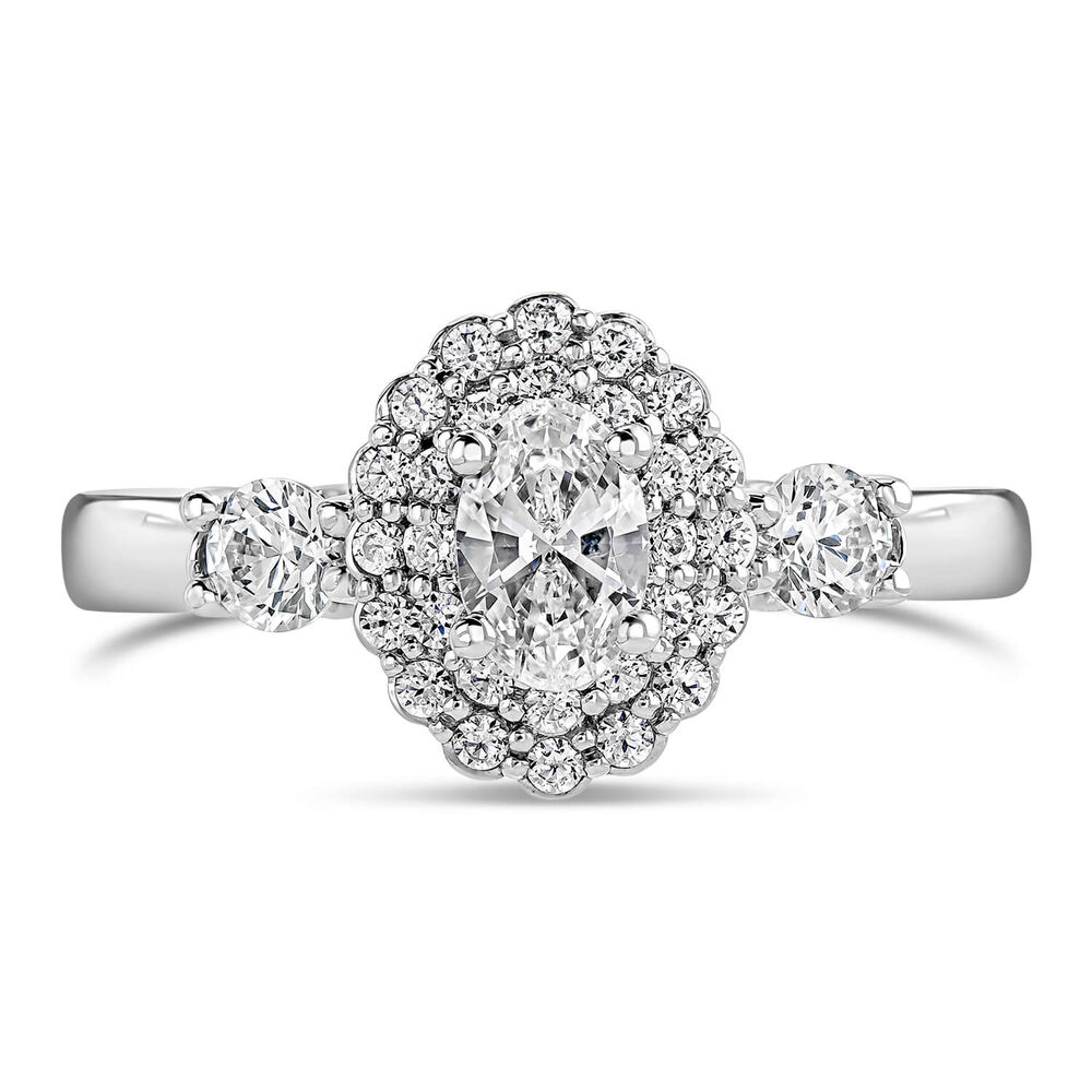 Northern Star 0.85ct Oval Diamond Double Halo 18ct White Gold Ring