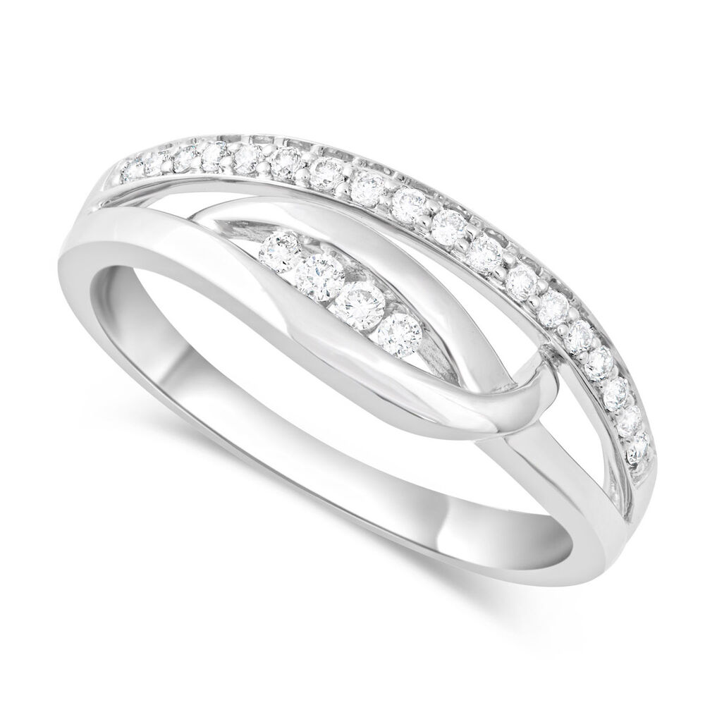 Ladies 9ct White Gold and Diamond Loop Dress Ring