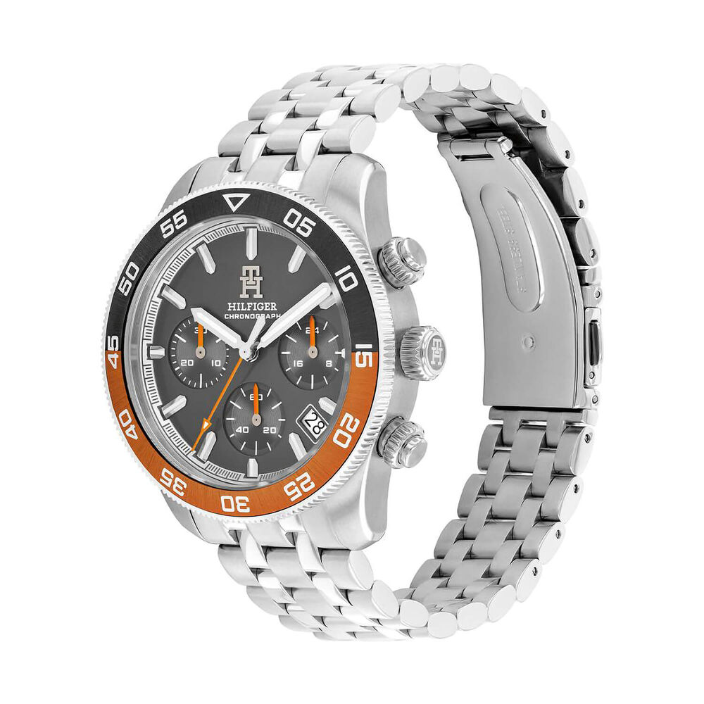 Tommy Hilfiger TH85 41mm Grey Dial Grey & Orange Bezel Steel Bracelet Watch image number 1