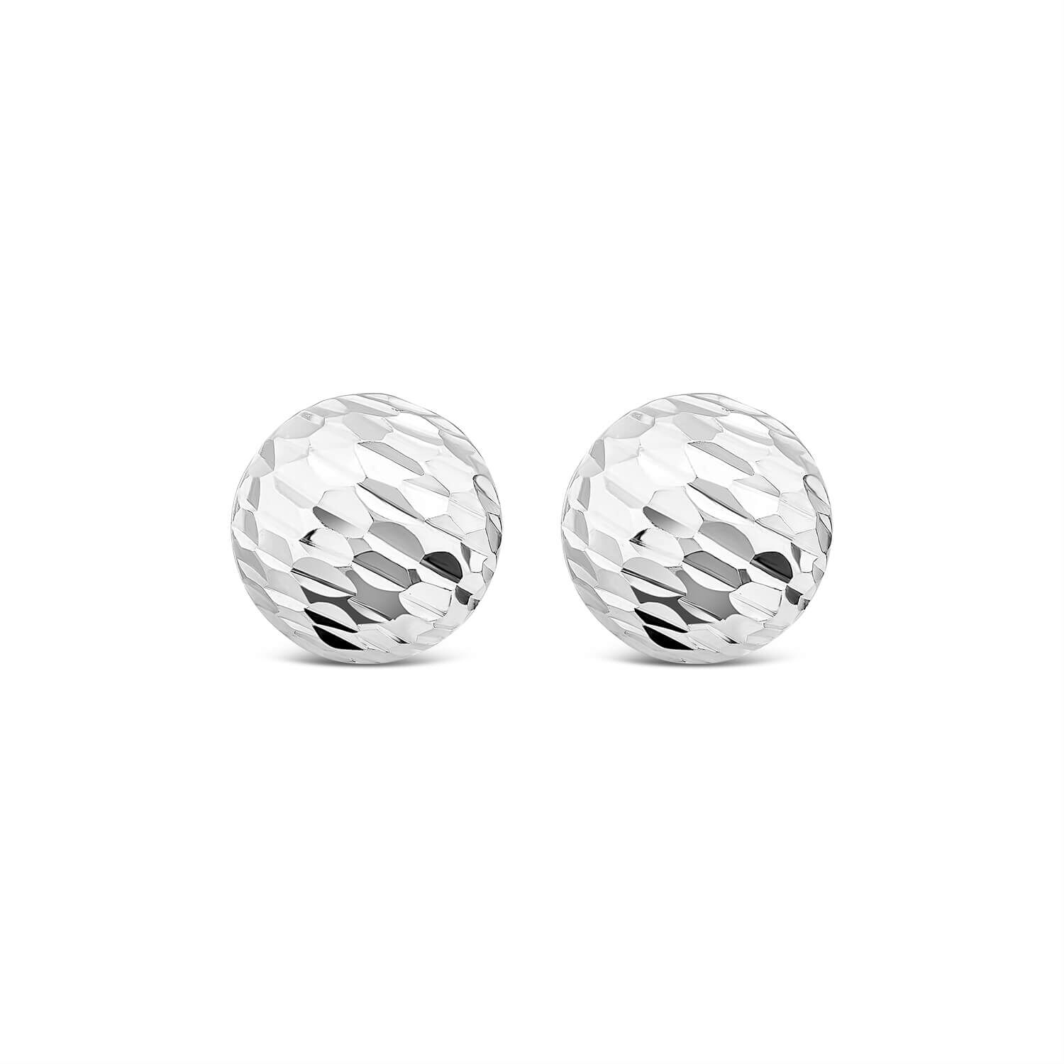 Sterling Silver Diamond Cut Large Ball Stud Earrings