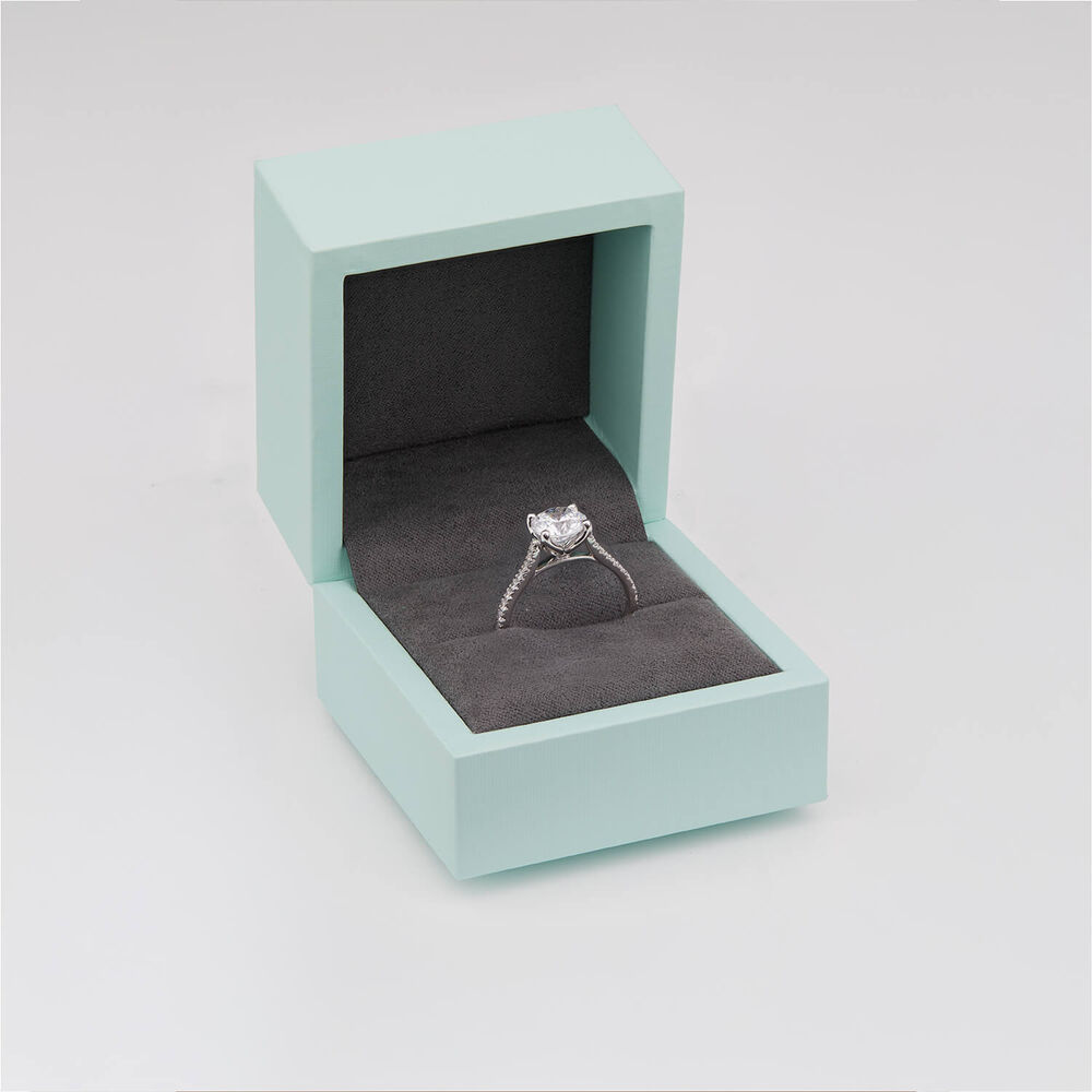 Born Platinum Lab Grown 1.90ct Round Brilliant Solitaire & Diamond Sides Ring image number 4