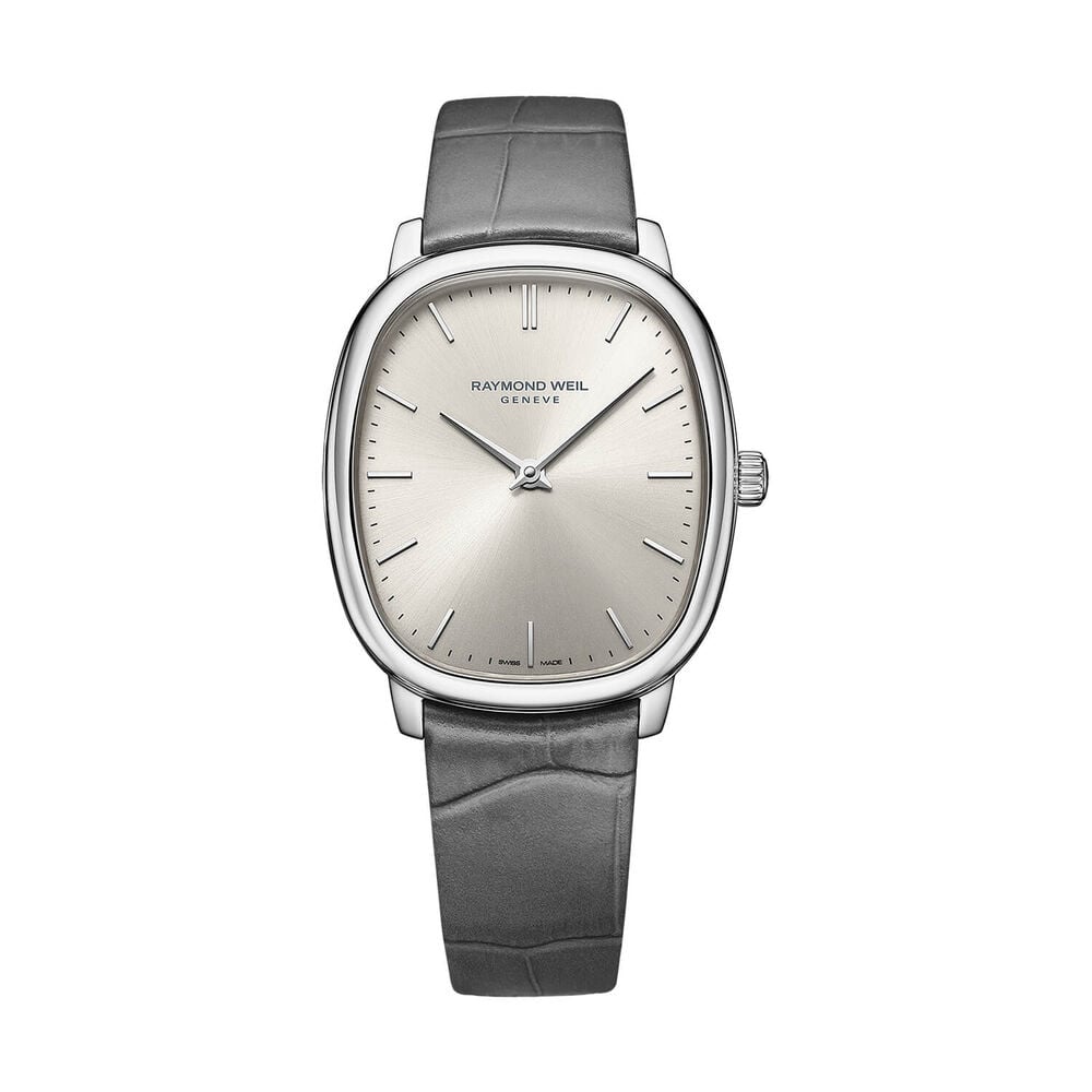 Raymond Weil Toccata Heritage 33x38mm Silver Dial Grey Leather Strap Watch