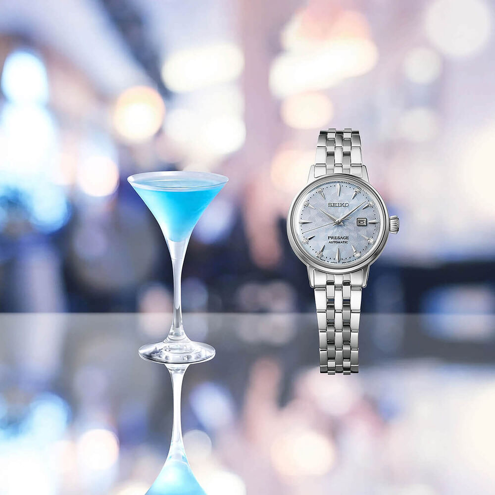 Seiko Presage Cocktail Time 'Skydiving' Diamond Twist 30.3mm Blue Dial Watch image number 2