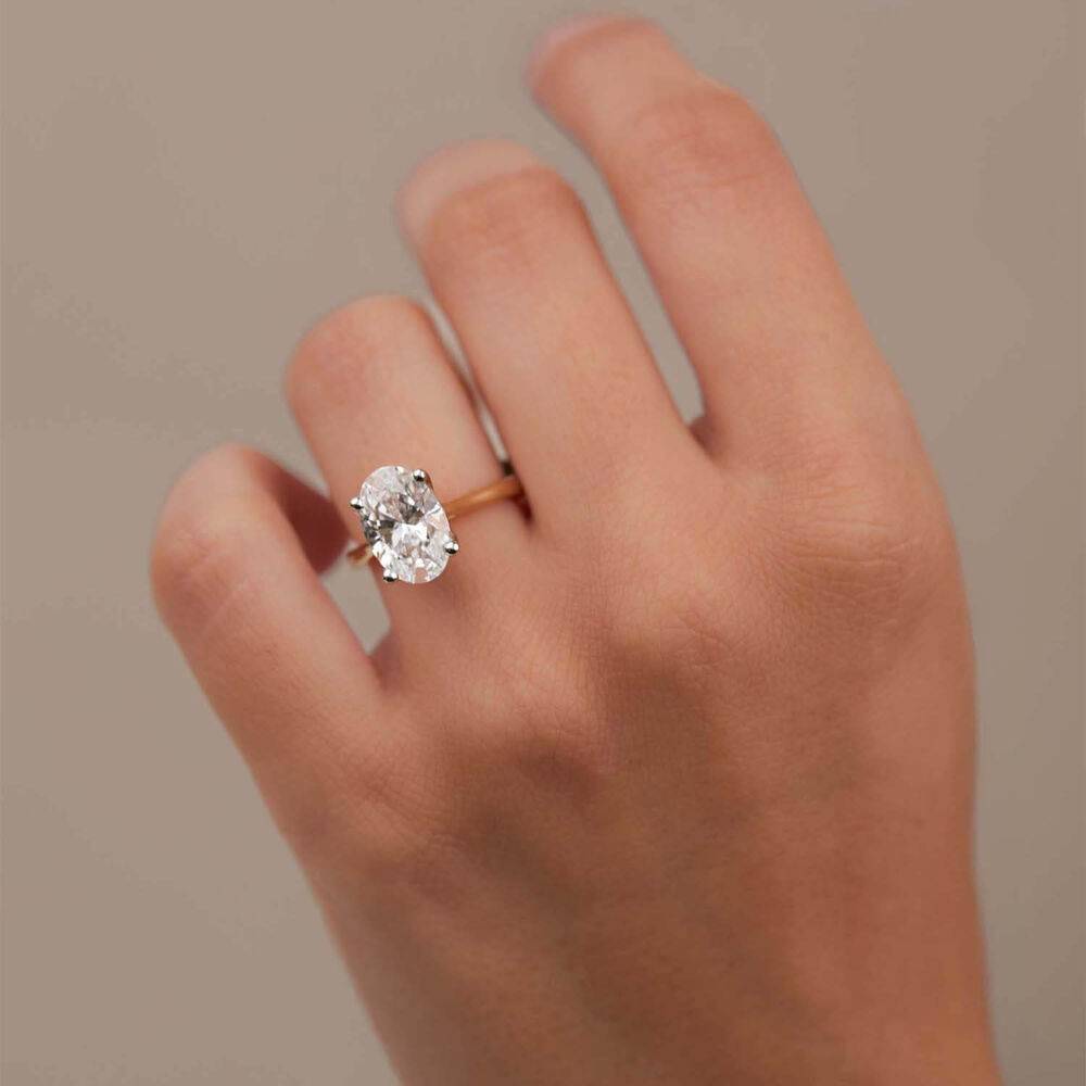 Born 18ct Yellow Gold 3.00ct Lab Grown Oval Solitaire Diamond Ring image number 5