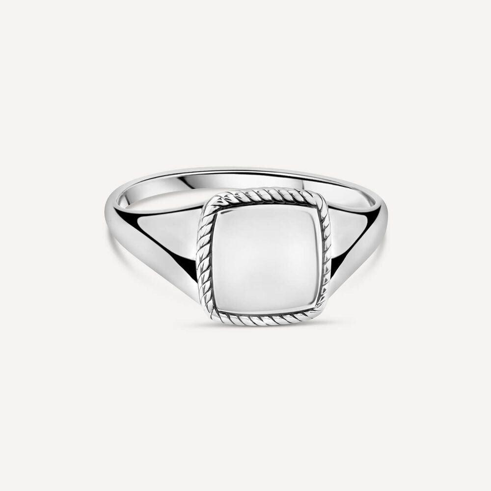 Sterling Silver Square Rope Edge Signet Ring image number 2