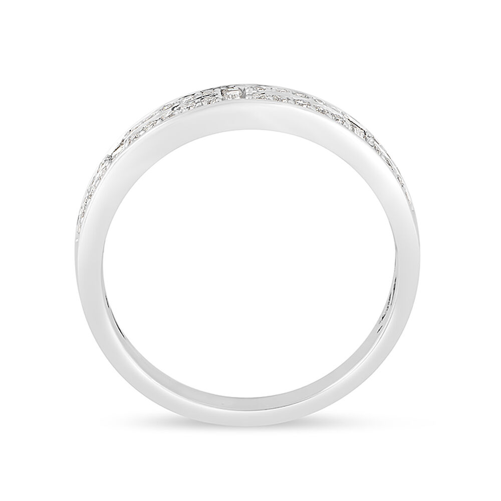 Ladies' 18ct White Gold 0.28 Carat Round Brilliant and Baguette Diamond 3mm Wedding Ring image number 2