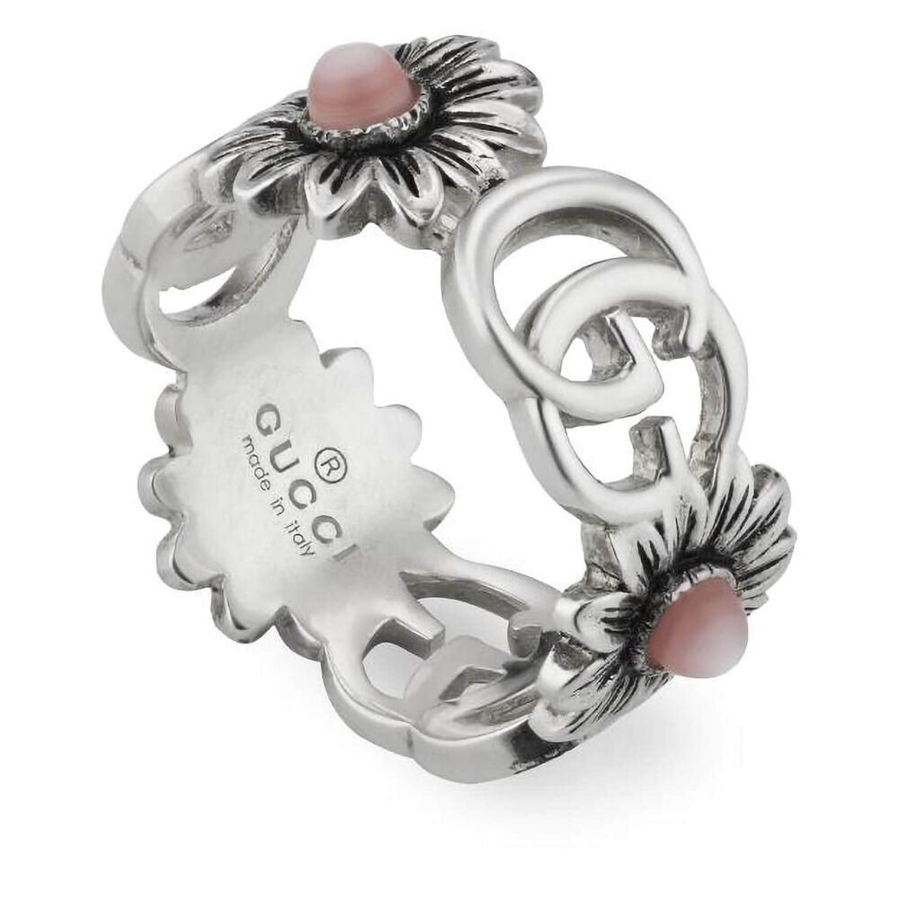 Gucci GG Marmont Sterling Silver Pink Mother of Pearl Ring