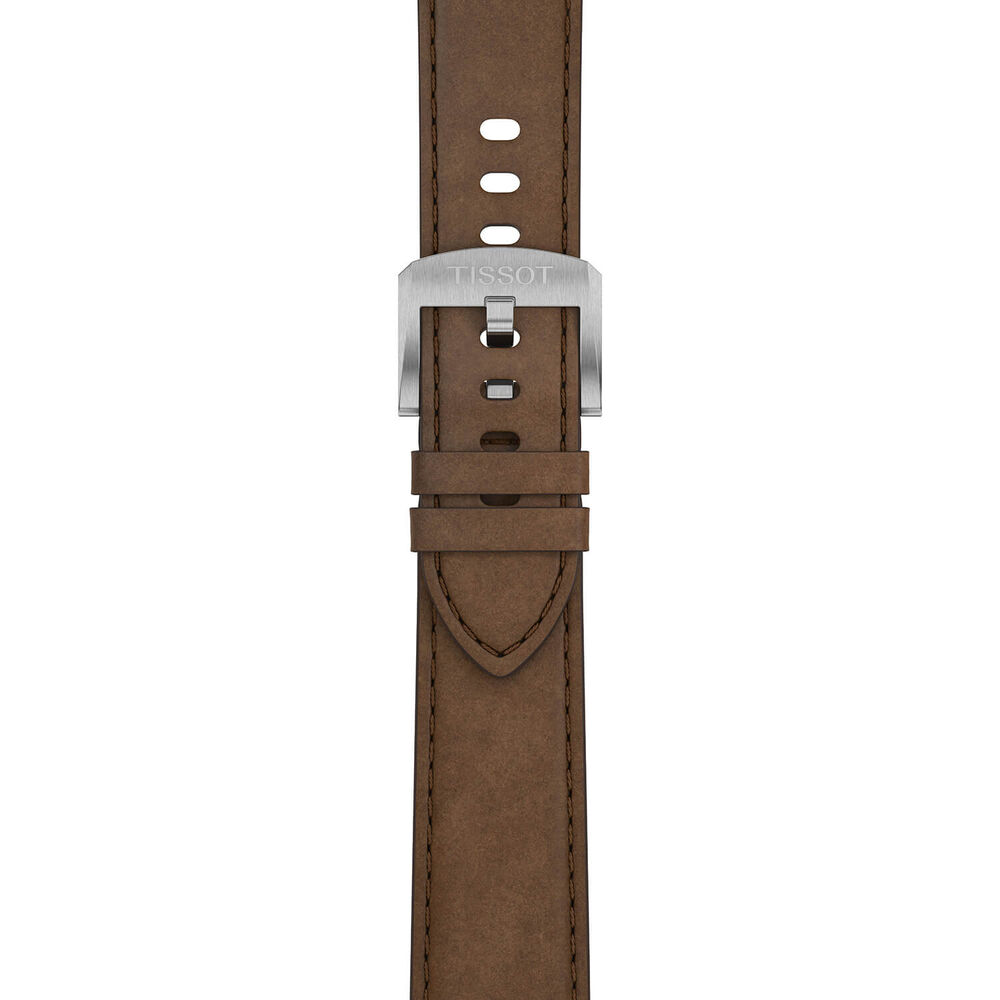 Tissot PRC 100 Solar 39mm Silver Dial Brown Leather Strap Watch image number 4