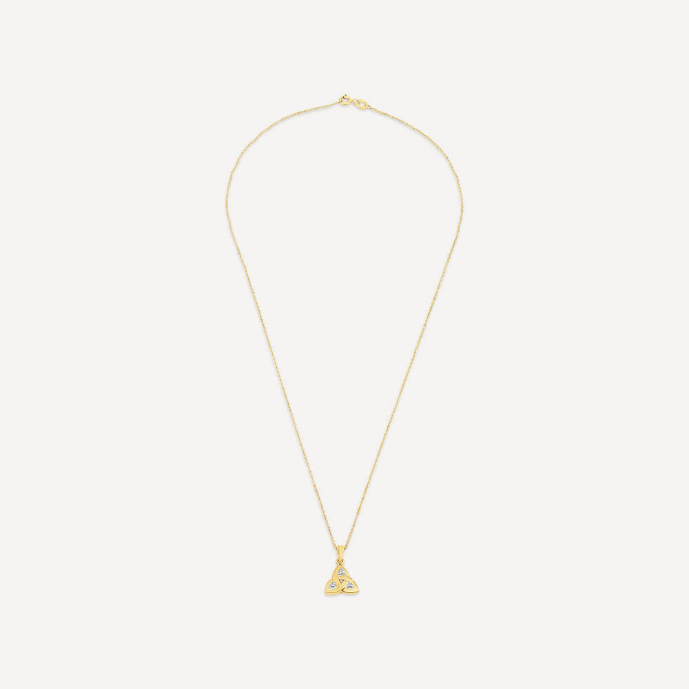 10ct Yellow Gold Cubic Zirconia Trinity Knot Pendant image number 2