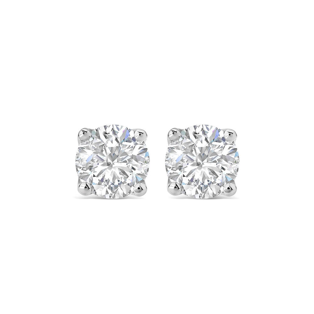 Born 18ct White Gold Lab Grown 3ct Diamond Round Stud Earrings image number 0