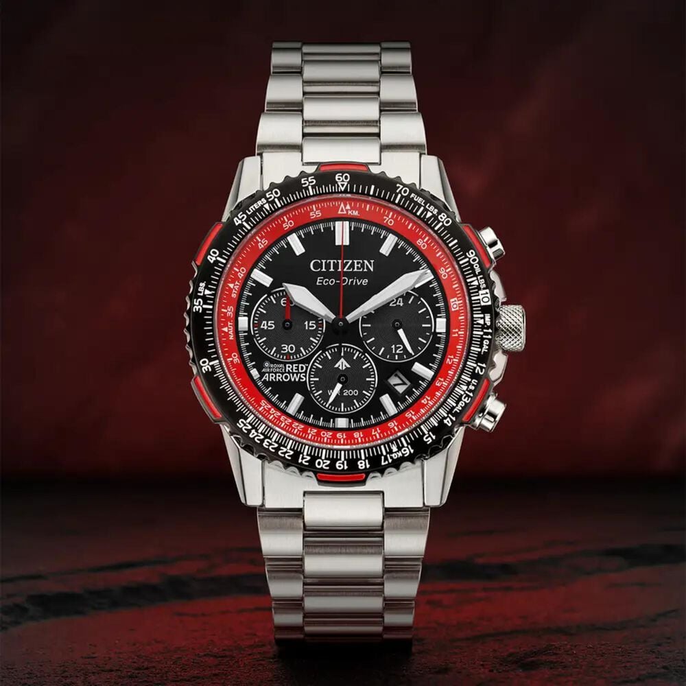 Citizen Promaster Red Arrows Air Navihawk 40mm Black Dial Steel Bracelet Watch