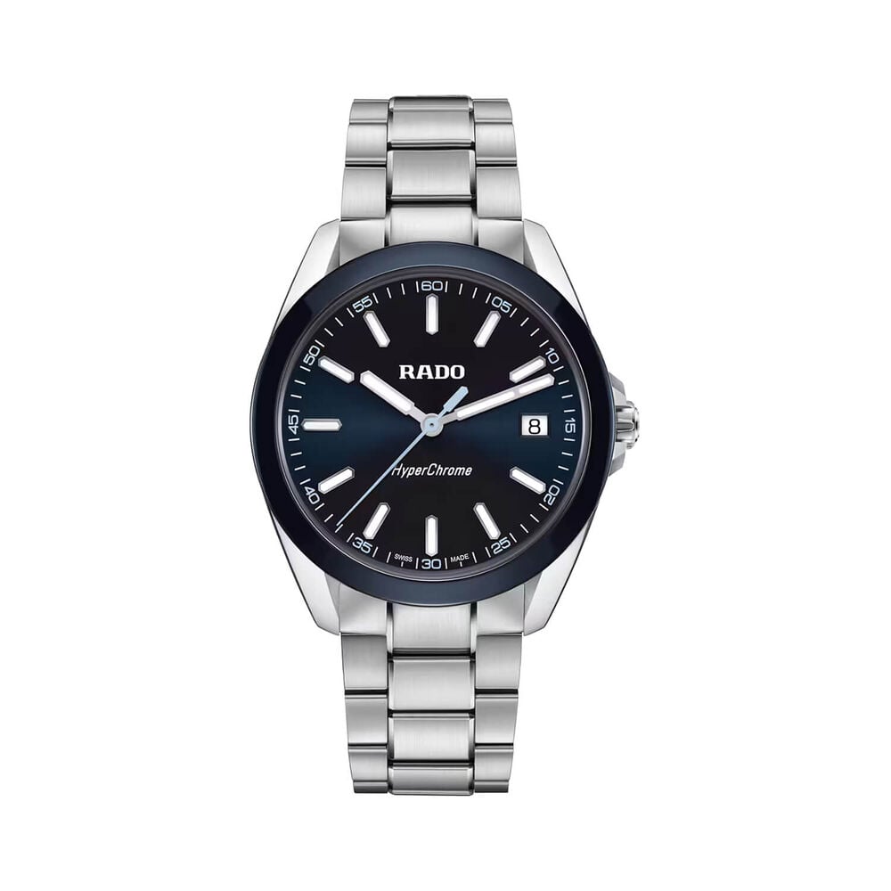 Rado HyperChrome Quartz 41.5mm Dark Blue Dial Steel Bracelet Watch