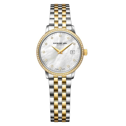 Raymond Weil Toccata Round Mother Of Pearl Yellow Gold PVD & Stainless Steel Bracelet Watch