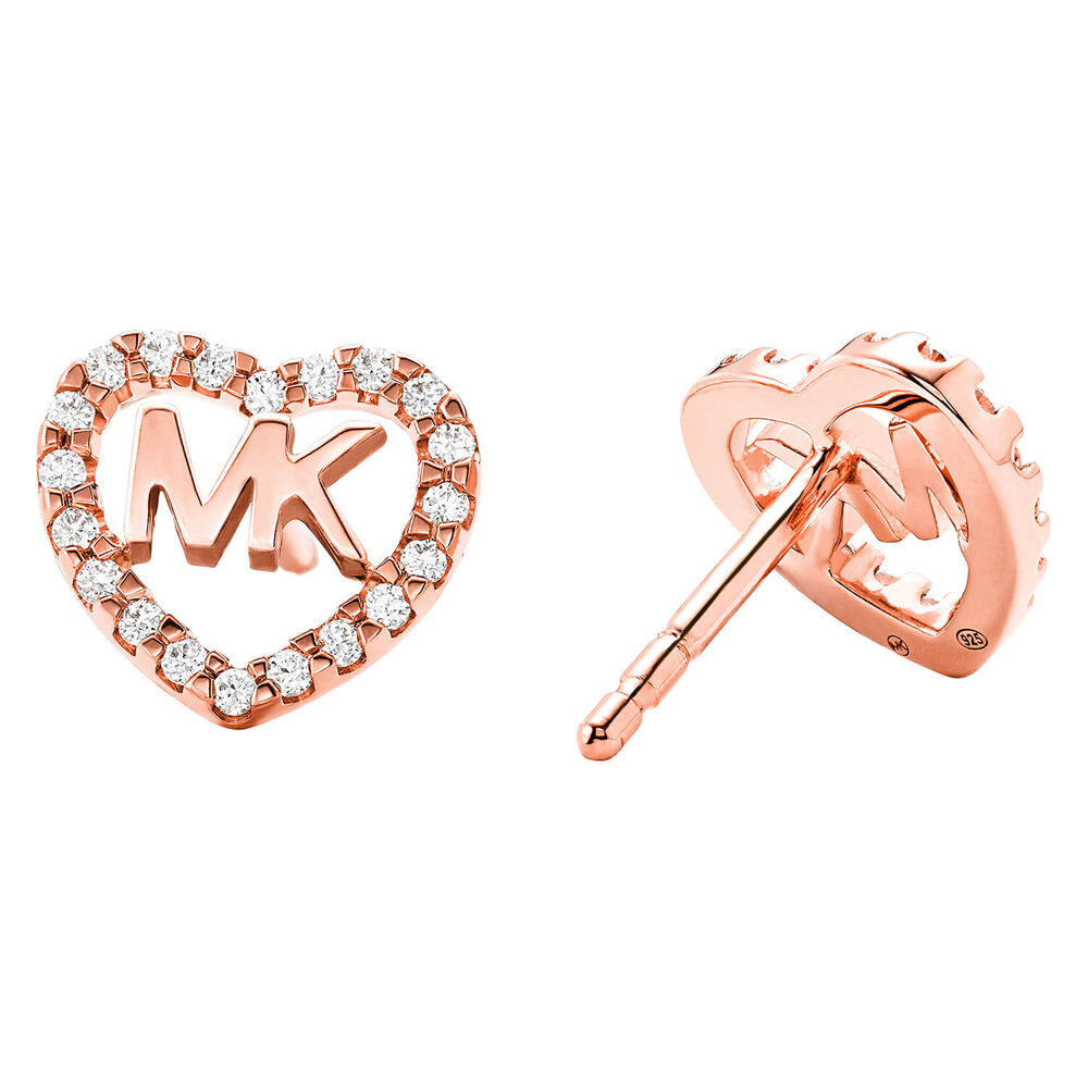 Michael Kors Rose Gold-plated Sterling Silver Stud Heart Earrings