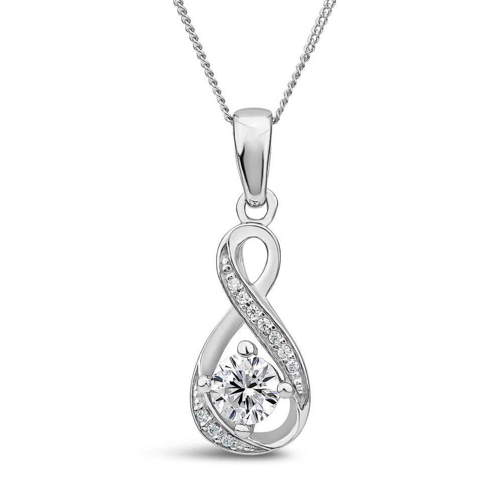 Sterling Silver and Cubic Zirconia April Birthstone Pendant (Chain Included) image number 0