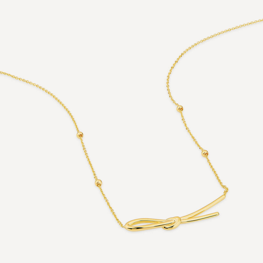 9ct Yellow Gold Long Knot Hammock Bead Chain Necklet image number 3