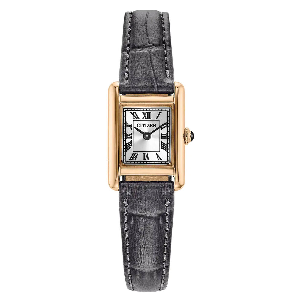 Citizen Fio Roma 24x17mm Silver Dial Grey Leather Strap Watch