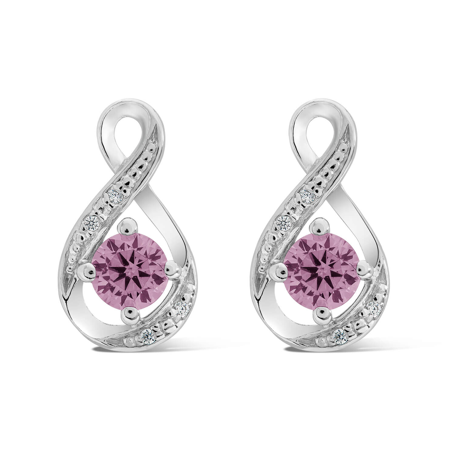 Pink stud earrings sterling silver discount