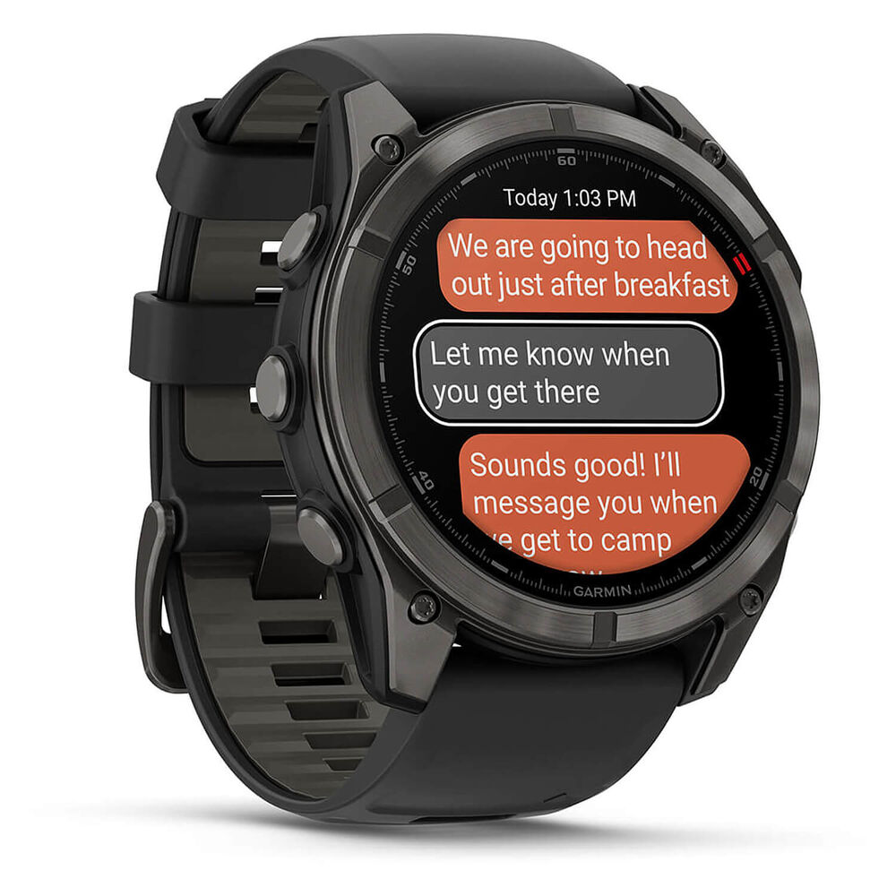 Garmin fenix 8 Pro AMOLED 51mm Carbon Grey DLC Titanium Case Black Silicon Strap Watch image number 3