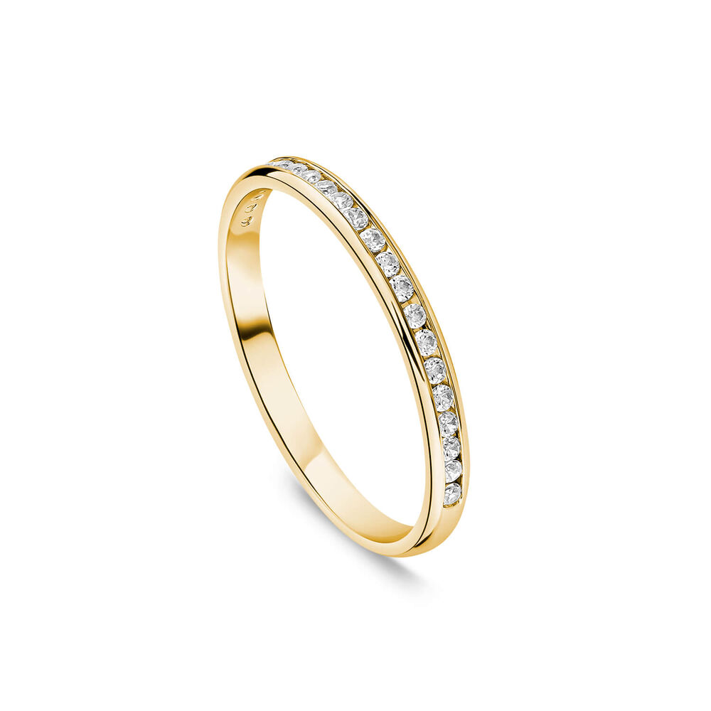 18ct Yellow Gold 2mm 0.10ct Diamond Channel Set Wedding Ring image number 0