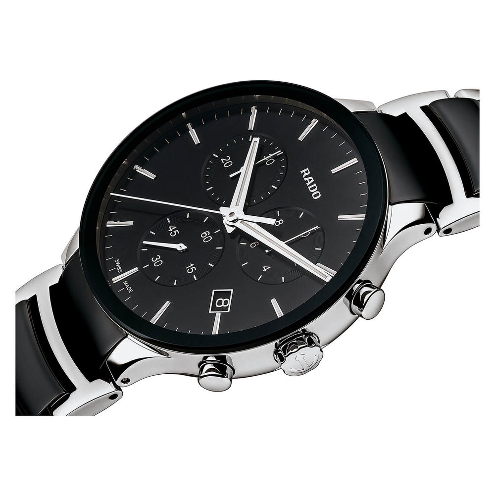Rado XL Centrix Black Chronograph Black And Steel Bracelet Watch