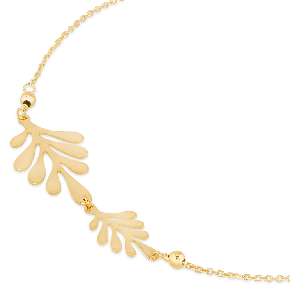 9ct Yellow Gold Large and Small Leaf Chain Ladies Bracelet