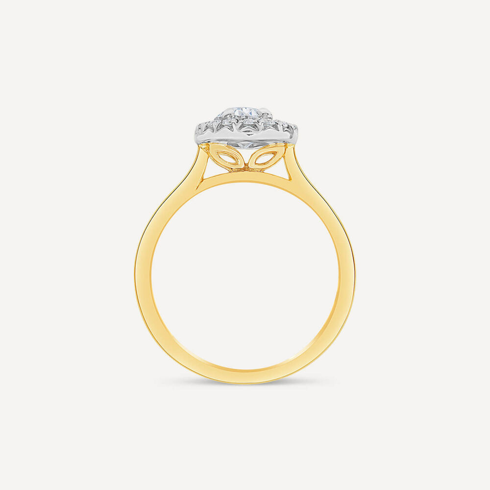 Born 18ct Yellow Gold 1.20ct Lab Grown Oval Halo Diamond Ring image number 3