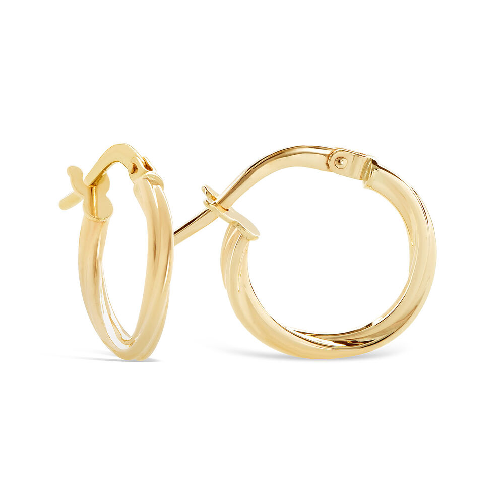 9ct Yellow Gold Polished Twist Hoop Earrings image number 0
