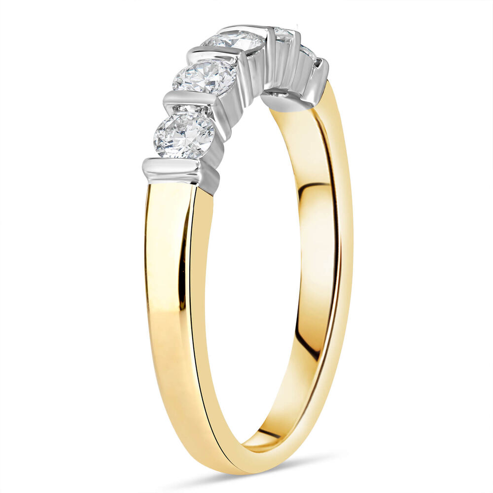 18 Carat Yellow Gold 5 Stone Diamond Bar Set 0.33ct Ladies Ring image number 3