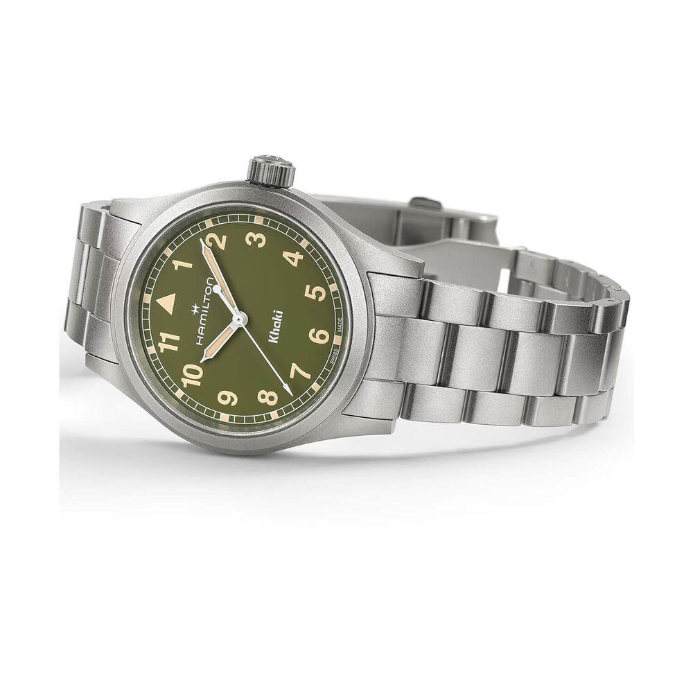 Hamilton Khaki Fields Quartz 38mm Green Dial Steel Bracelet Watch