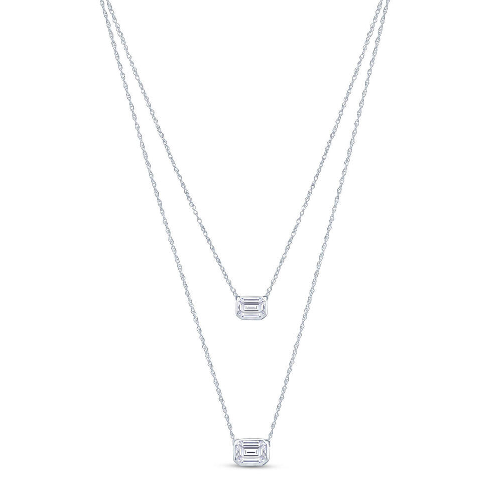 Born Contour 9ct White Gold 0.40ct Emerald Lab Grown Diamond Double Necklet