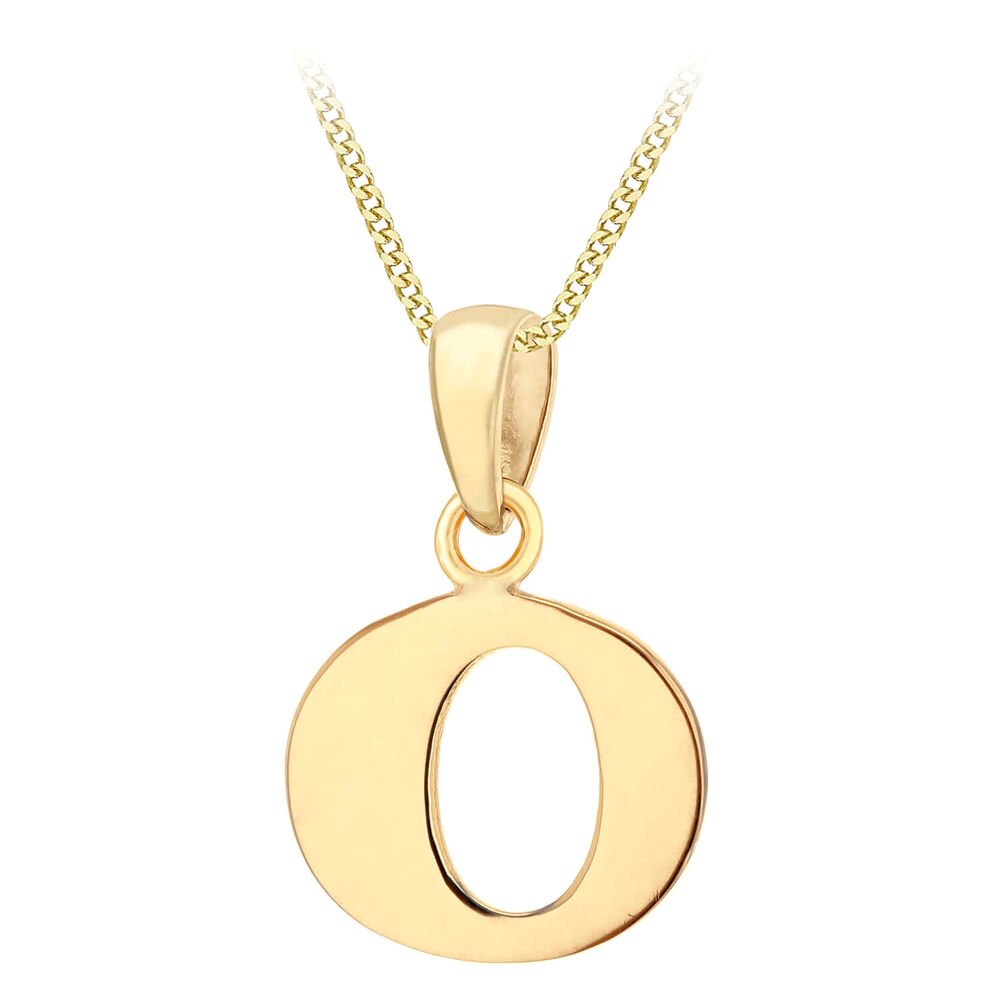 9ct Yellow Gold Plain Initial O Pendant  (Chain Included) image number 0