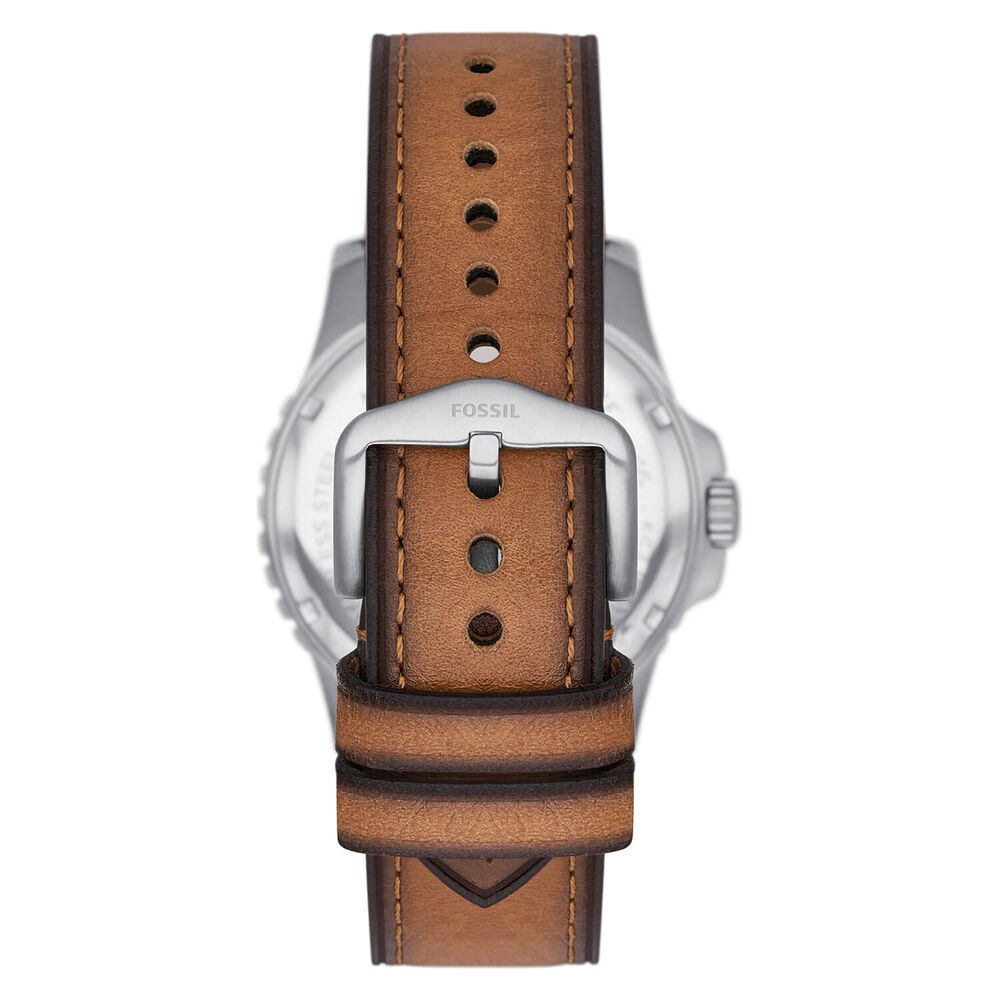 Fossil Blue 42mm Green Dial Tan Leather Strap Watch image number 1