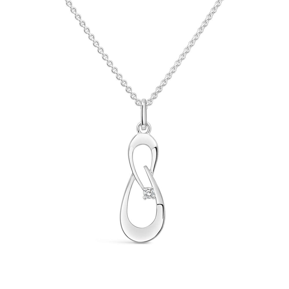 Sterling Silver Cubic Zirconia Open Double Loop Pendant image number 0