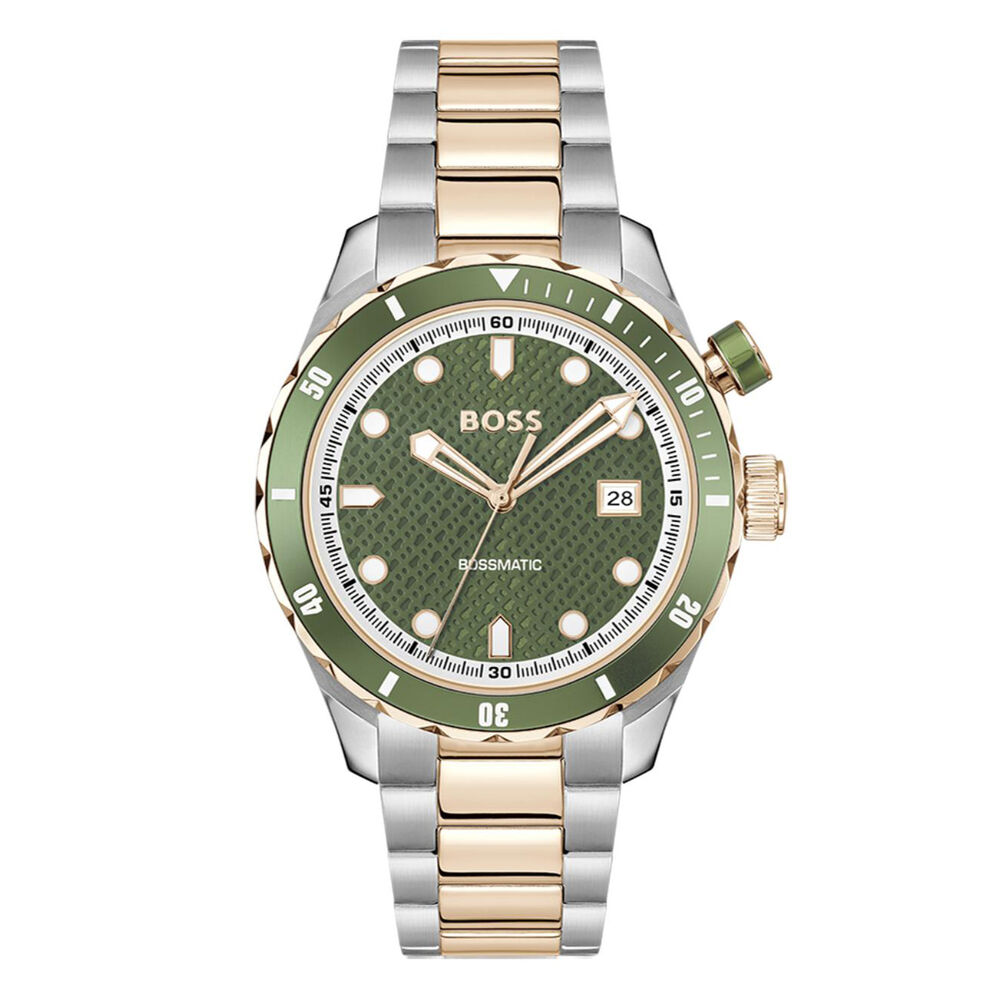 BOSS Bossmatic 42mm Green Dial Two-Tone Stainless Steel Bracelet Watch