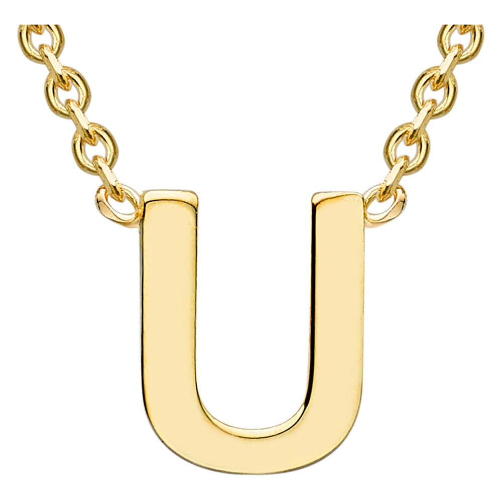 9 Carat Yellow Gold Petite Initial U Necklet (Special Order) image number 0