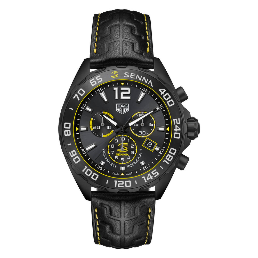 Tag Heuer Formula 1 Quartz 43MM Senna Black Yellow Detail Dial With Black PVD Strap Watch
