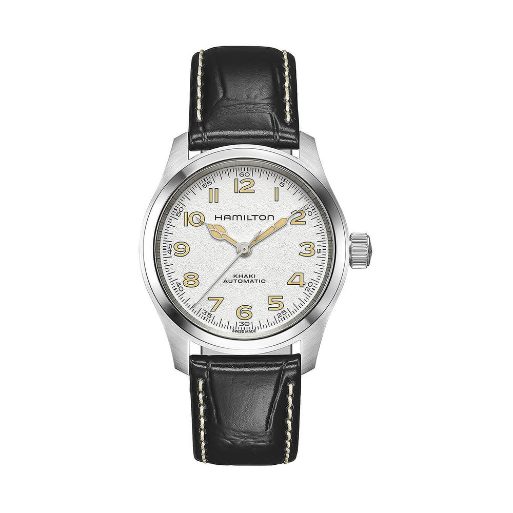 Hamilton Khaki Field Murph 38mm White Dial Steel Case Black Leather Bracelet Watch