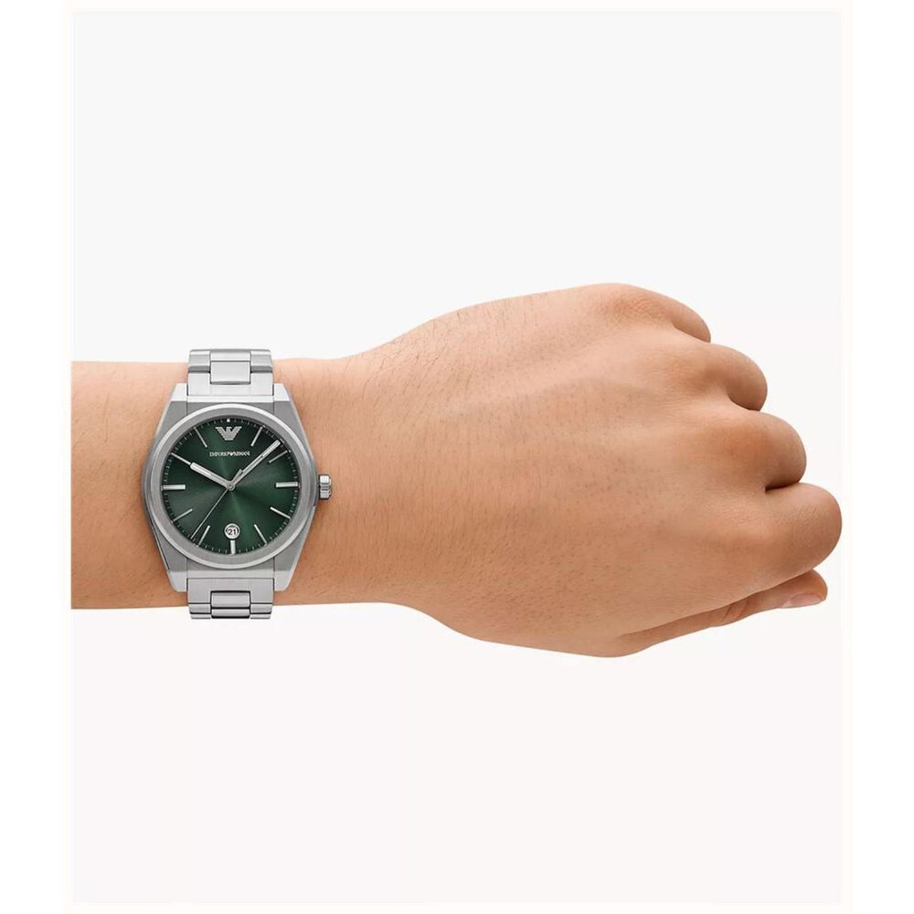 Emporio Armani Federico 41mm Green Dial Stainless Steel Bracelet Watch image number 4