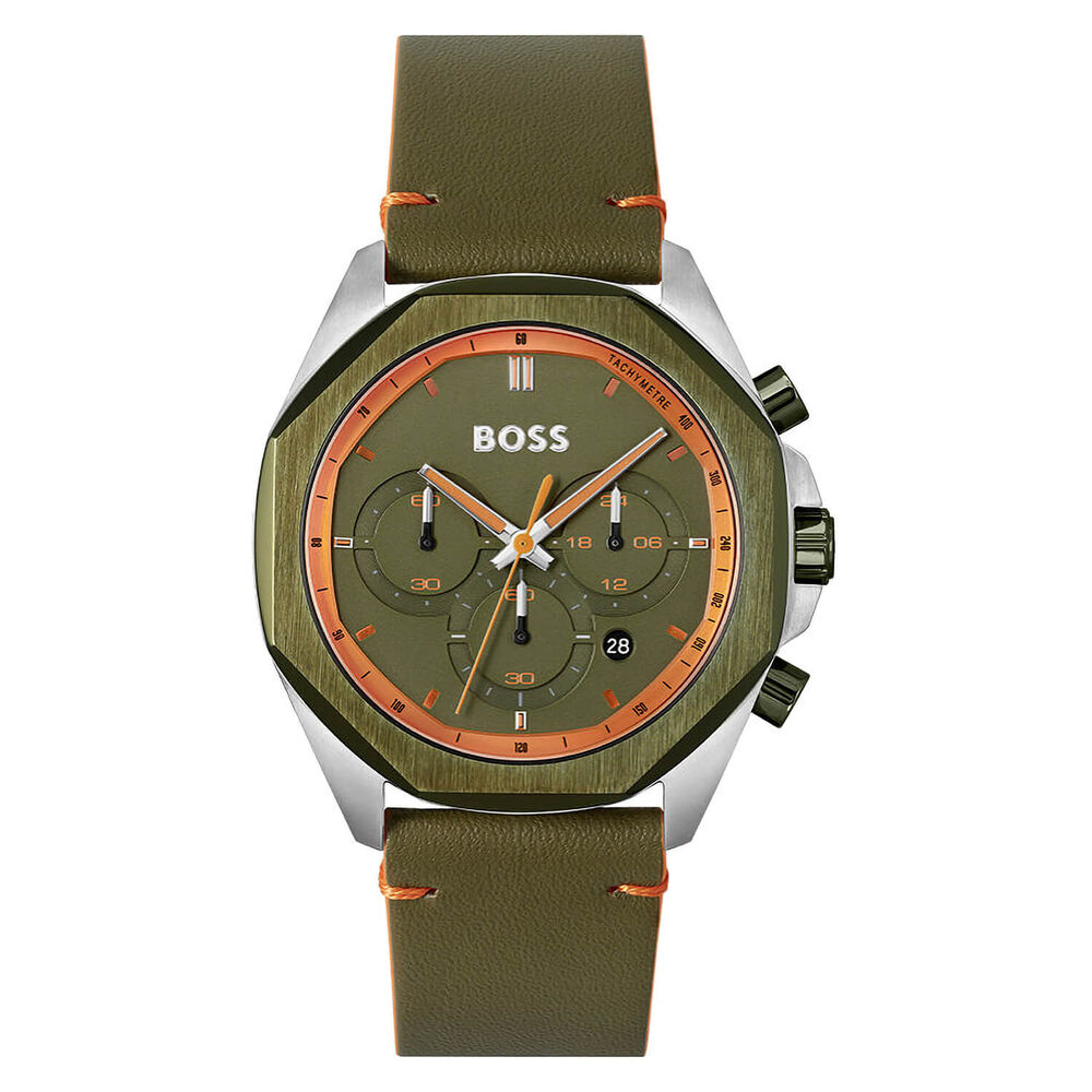 BOSS Cloud 44mm Octogonal Bezel Green Dial & Strap Watch