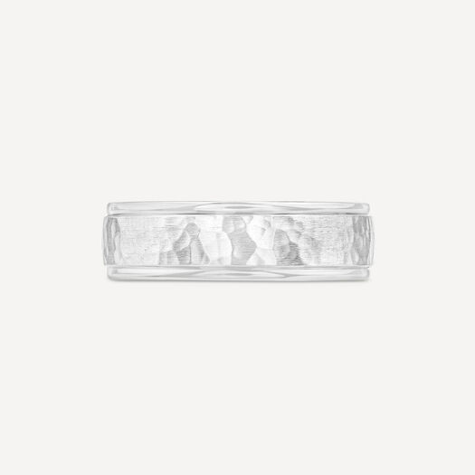 Platinum 6mm Hammered Effect Men's Wedding Ring