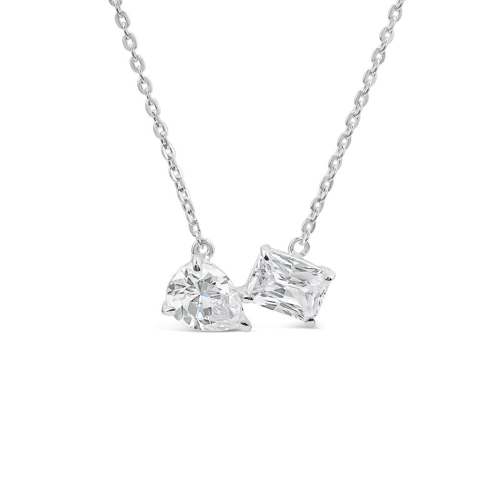 Sterling Silver 'Toi Et Moi' Cubic Zirconia Hammock Necklet image number 0