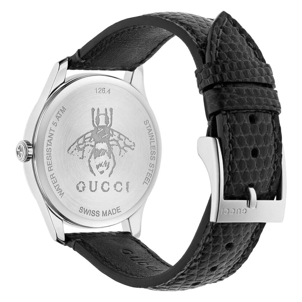 Pre-Owned Gucci G-Timeless 36mm Black Rainbow Dial Steel Case Leather Strap Watch