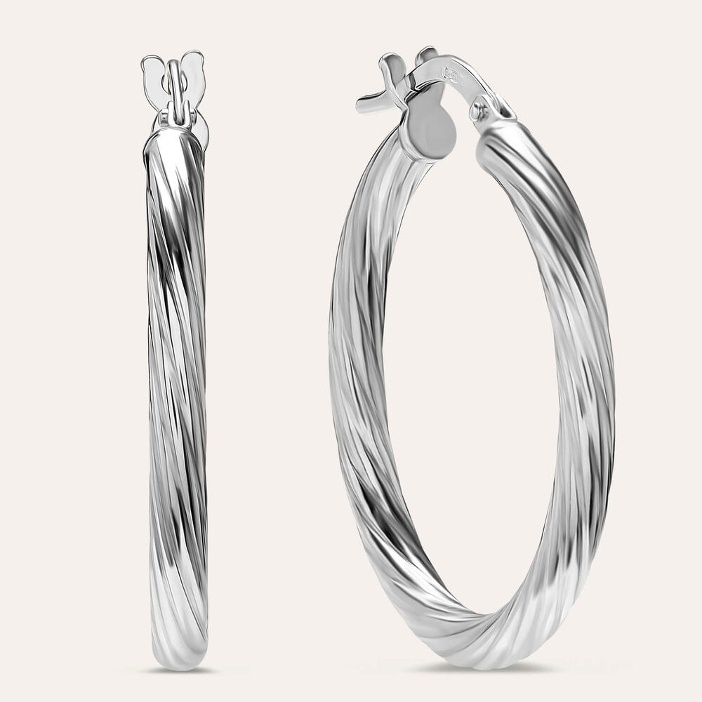 Sterling Silver Twisted Hoop 20mm Earrings
