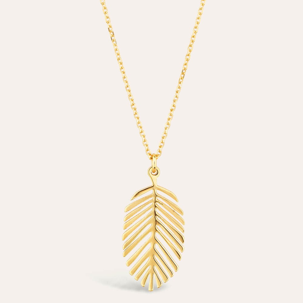 9ct Yellow Gold Polished Feather Pendant (Chain Included)