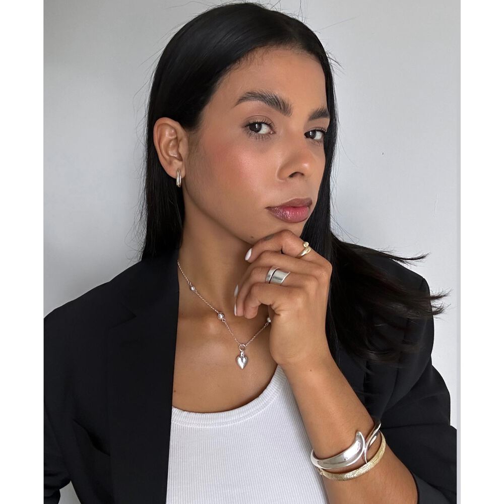 Sterling Silver Shiny Polished Curve Bangle