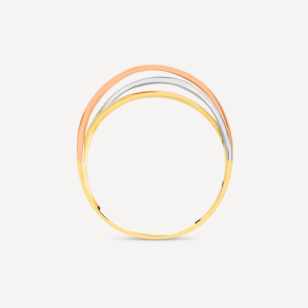 9ct Tri-Colour Crossover Plain Dress Ring